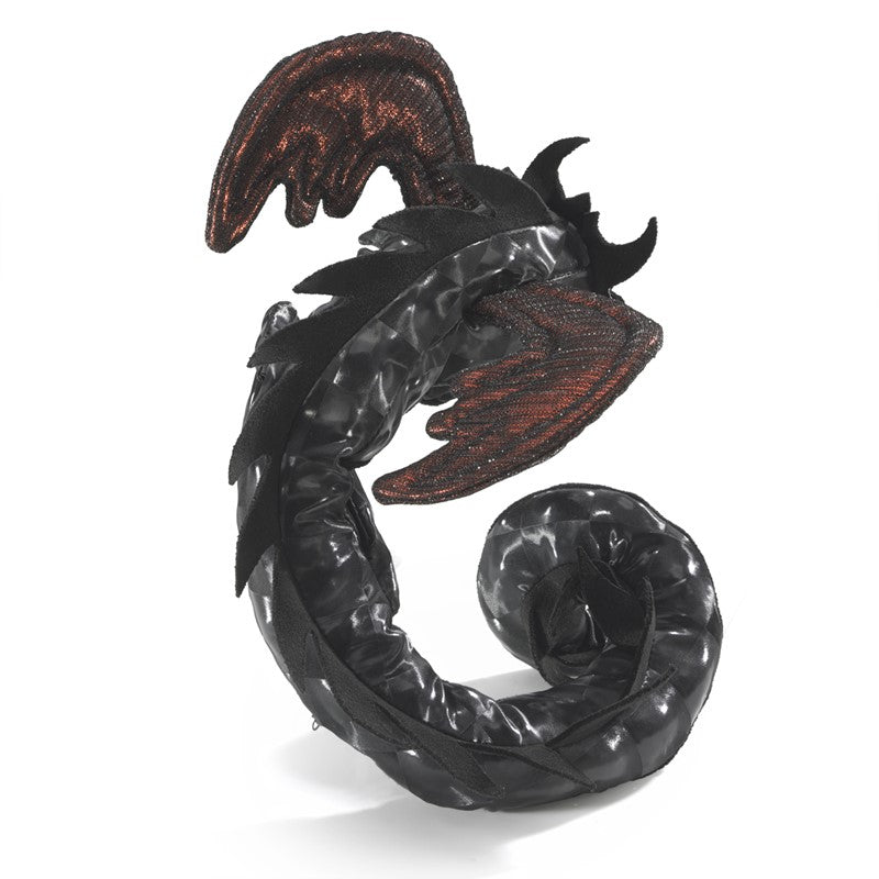 Midnight Black Dragon Wristlet Finger Puppet