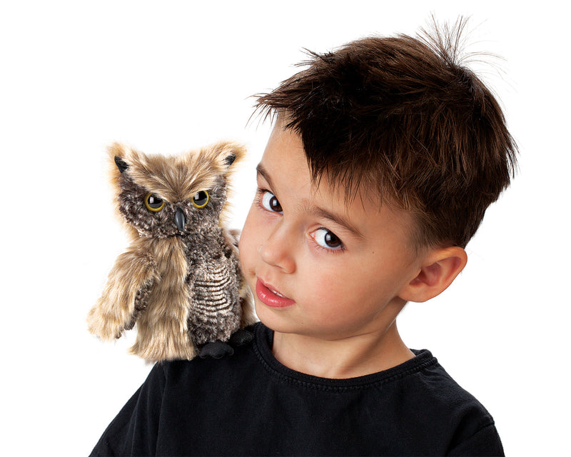 Screech Owl Hand Puppet, Turns Head