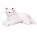 Cat White Laying 12.6" L,   Blue Eyes!  New for 2026!  Just Arrived in Stock!