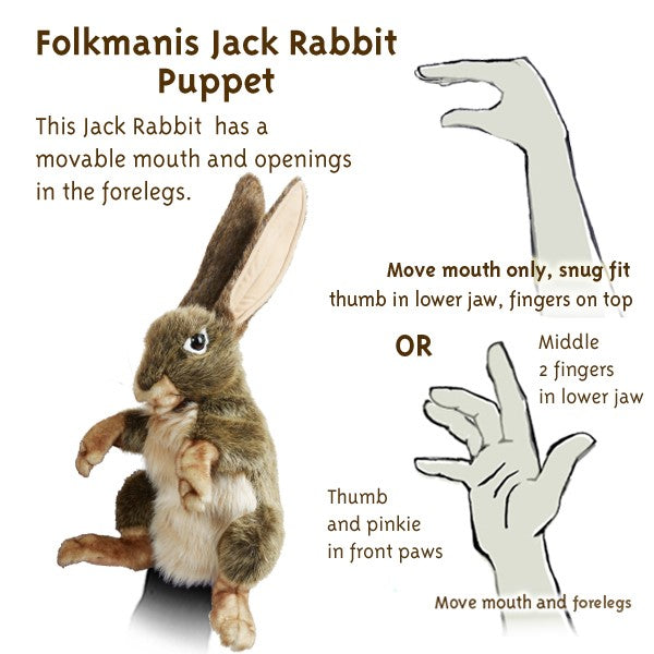 Jack Rabbit Hand Puppet, New!  In Stock!