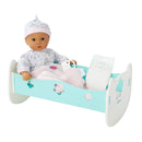 Adoption Day Baby Girl, Medium Skin, Brown Eyes in Cradle Table!