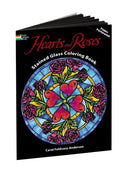 Coloring Book, Stained Glass Hearts and Roses