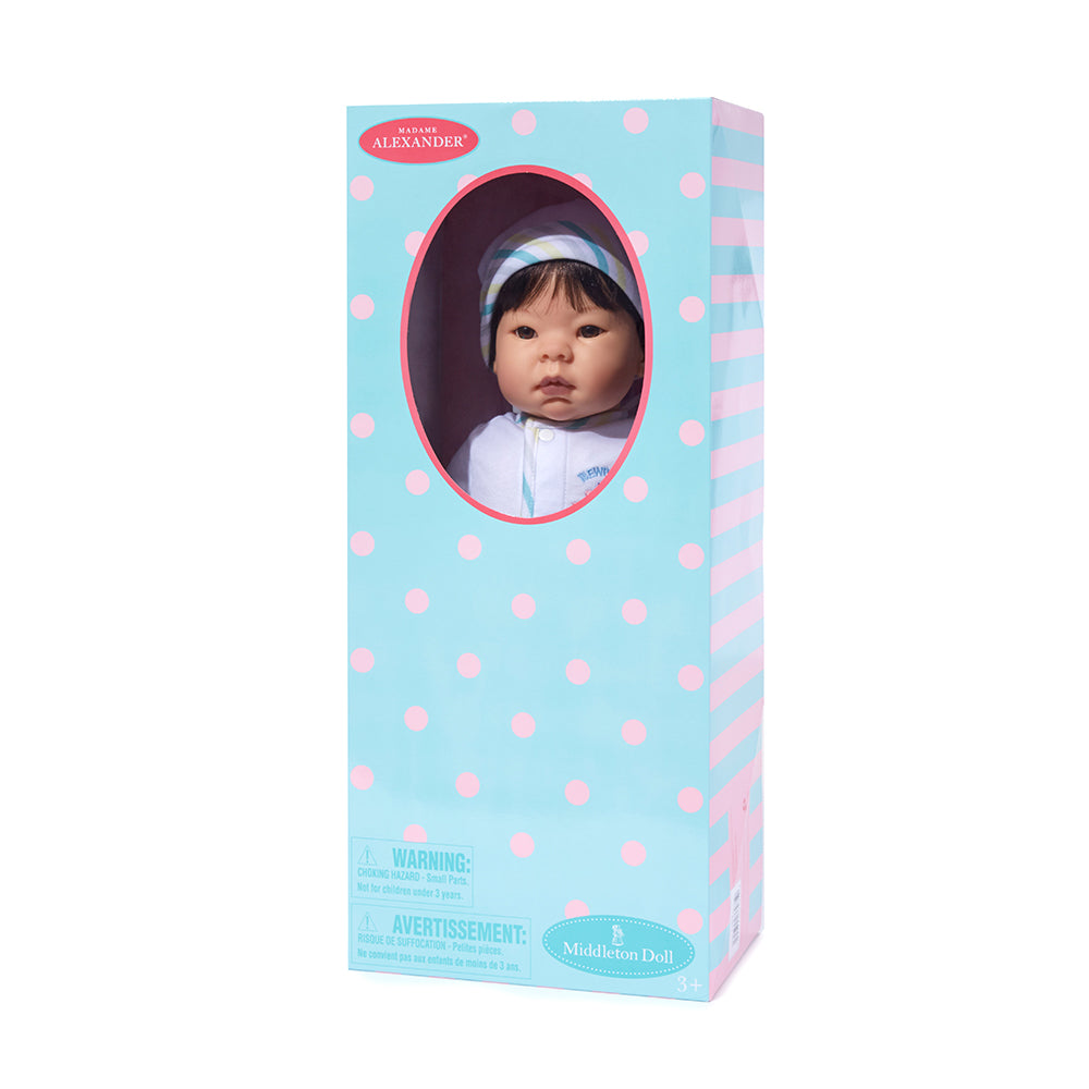 Beautiful Baby Light Skin Tone Black Hair Brown Set Eyes