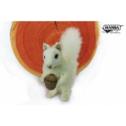 Squirrel, White with Nut, 7" H