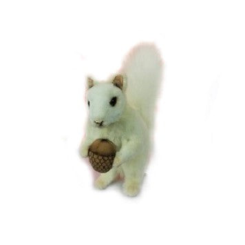 Squirrel, White with Nut, 7" H