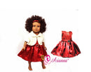 Dress, Holiday Red with White Fur Bolero