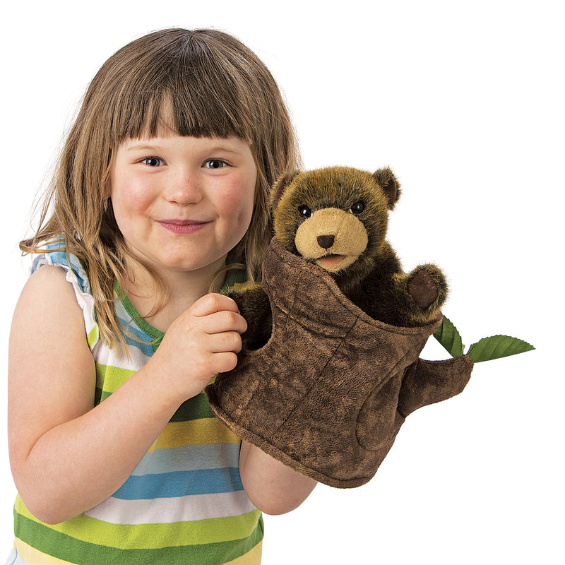 Bear in Tree Stump Hand Puppet
