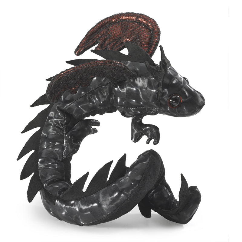 Midnight Black Dragon Wristlet Finger Puppet
