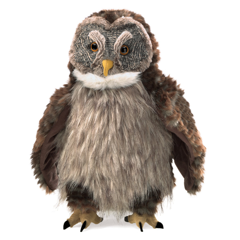 Hooting Owl Hand Puppet, Squeeze Body for Hooting Sound
